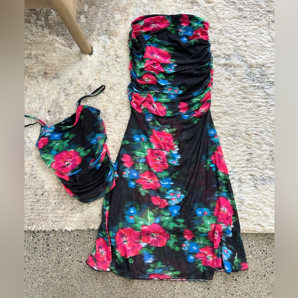Floral Strapless Dress and Top Set